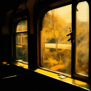 Aesthetic magical realism Through the Yellow Windows of the Last Train grainy film