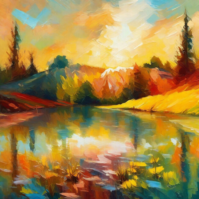 A colorful painted landscape