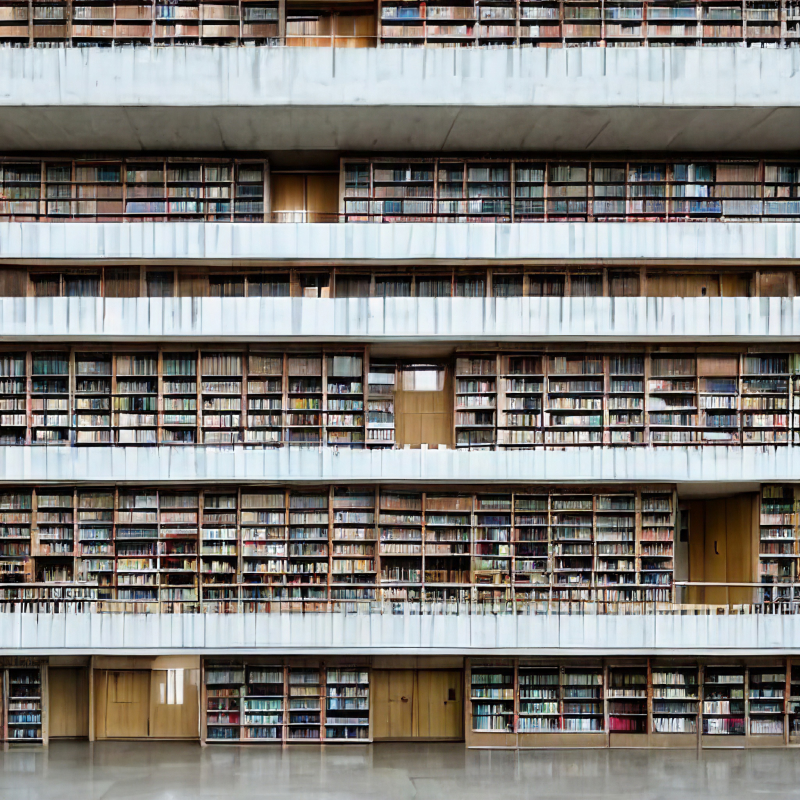 A brutalism library with big windows